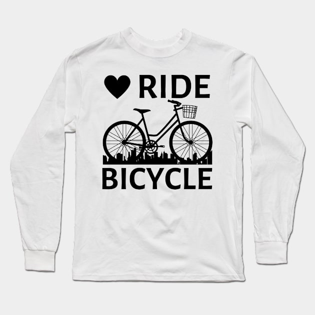 Love Ride Bicycle Long Sleeve T-Shirt by Cute Tees Kawaii